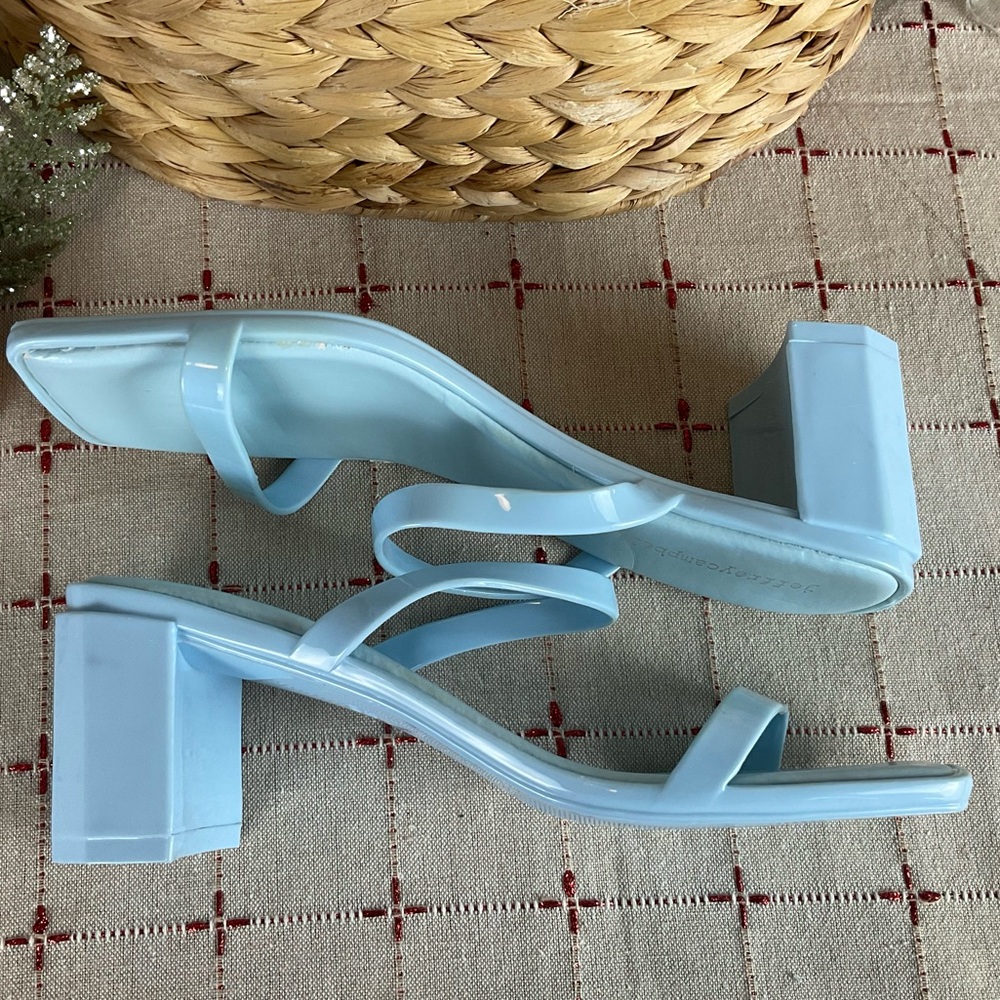 Jeffrey Campbell Womens Baby Blue Shiny “Jamm-3” Jelly Slide Sandal Heels Size 7 - Picture 6 of 6